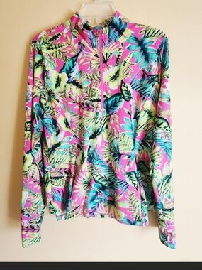 Tommy Bahama Pink Tropical Half-Zip Long Sleeve Top